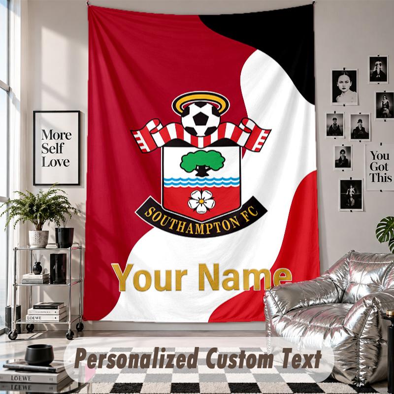 Tapisserie murale personnalisée avec nom et texte, Tapisserie décorative Southampton FC pour chambre à coucher