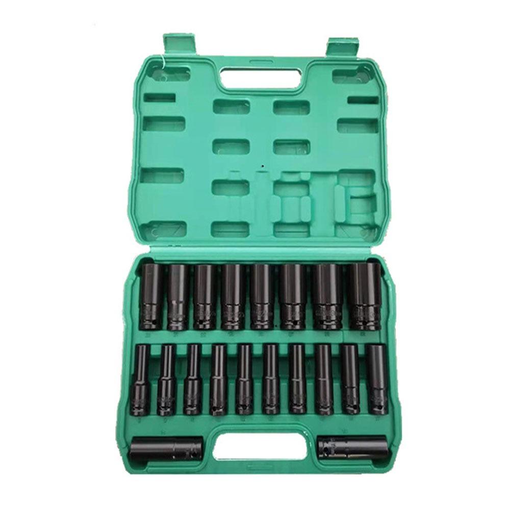 1/2 Inch Drive Electric Wrench Socket Set 8-32mm High Hardness Impact Socket Set Extended Length 6 Point Hex