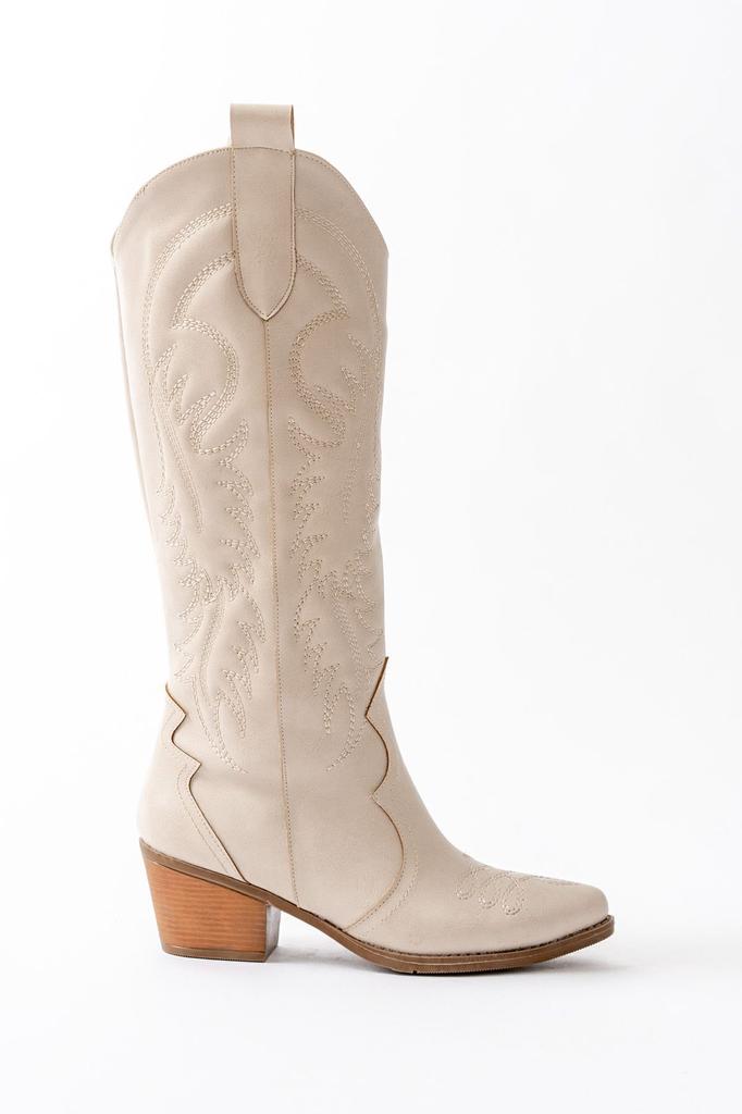 Women Modern Stylish Fashion Boots Boots Faux Leather Black Leather Embroidered Cowboy Long Boots