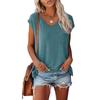 Women's Cover Sleeve Vest V-Neck Solid Color Casual Loose Short Sleeve Women