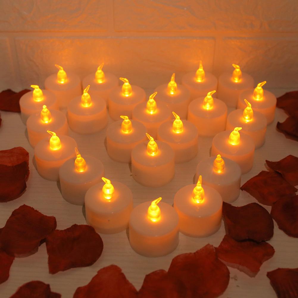 Candles 12/24 Pack Warm Yellow Flameless LED Tea Lights Battery Operated 200+Hours For Aniversary Wedding Home Table Decoration