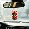 Christmas Car Rearview Mirror Accessories Santa Cat Ornament, Acrylic Hanging Decor with Kitten Pendants Reindeer Antlers, 2D Cute Bag Charm