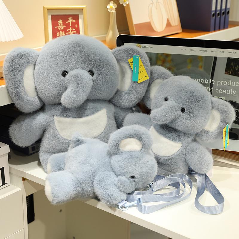 Cartoon Soft Elephant Backpack Bag Plush Toy Doll Elephant Doll Children'S School Bag Crossbody Bag Ragdoll