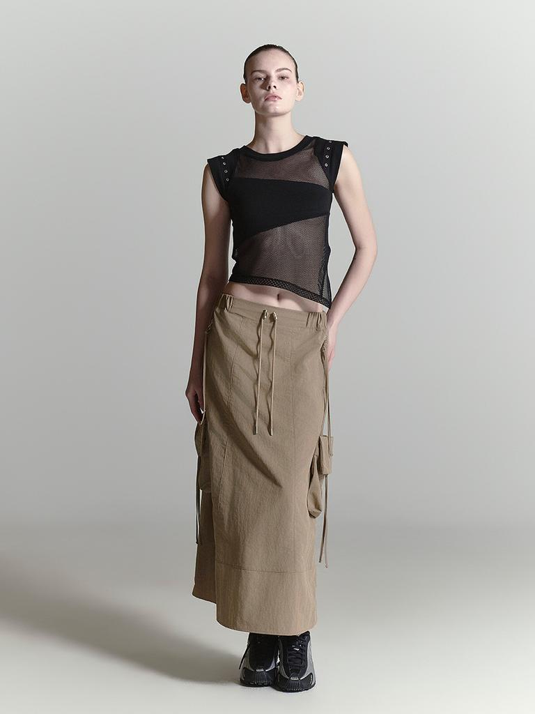 Half Devils Nylon Multi-Pocket Cargo Skirt_Toffee