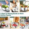 Mixing Bowls with Airtight Lids, Stainless Steel Mixing Bowl Set with 3 Metal Nesting Bowls, Colander & Grater, Non-Slip Bottoms, Size 1.5, 2.5, 5
