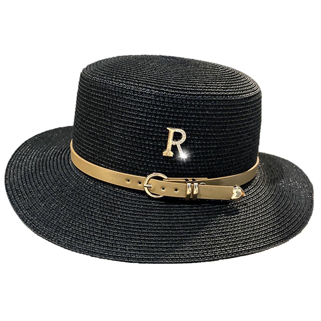 Flat Cap Straw Hat For Women Straw Flat Hat Straw Panama Hat Summer Hat Wide Summer Sunhat Pork Pie Hat Sunscreen Hat