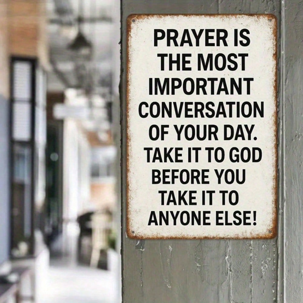 Tin Sign 2D Flat Vintage Metal Prayer Quote Inspirational Wall Art 8x12 Inches Motivational Home Decor