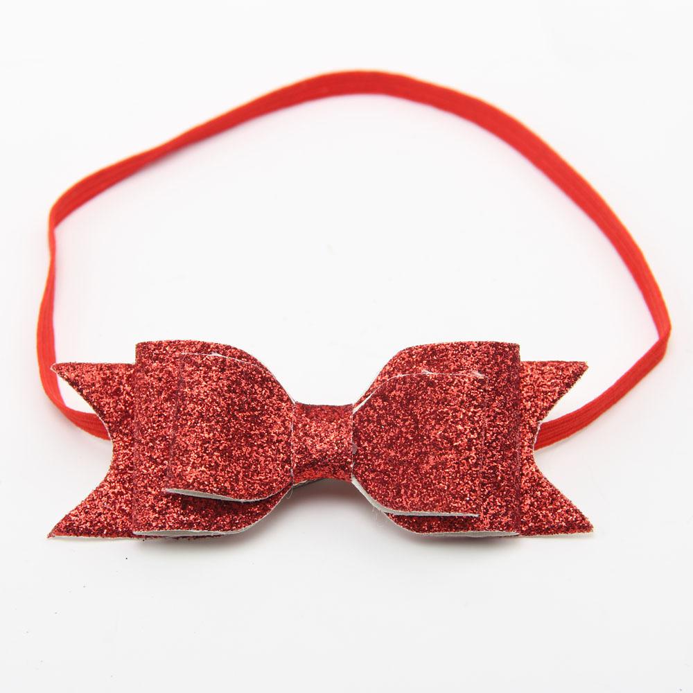 2016 New  Bow Headband Hair Bowknot Headbands Infant Hair Accessories Girls Sequin Bow Headband Toddler Hairbands красный