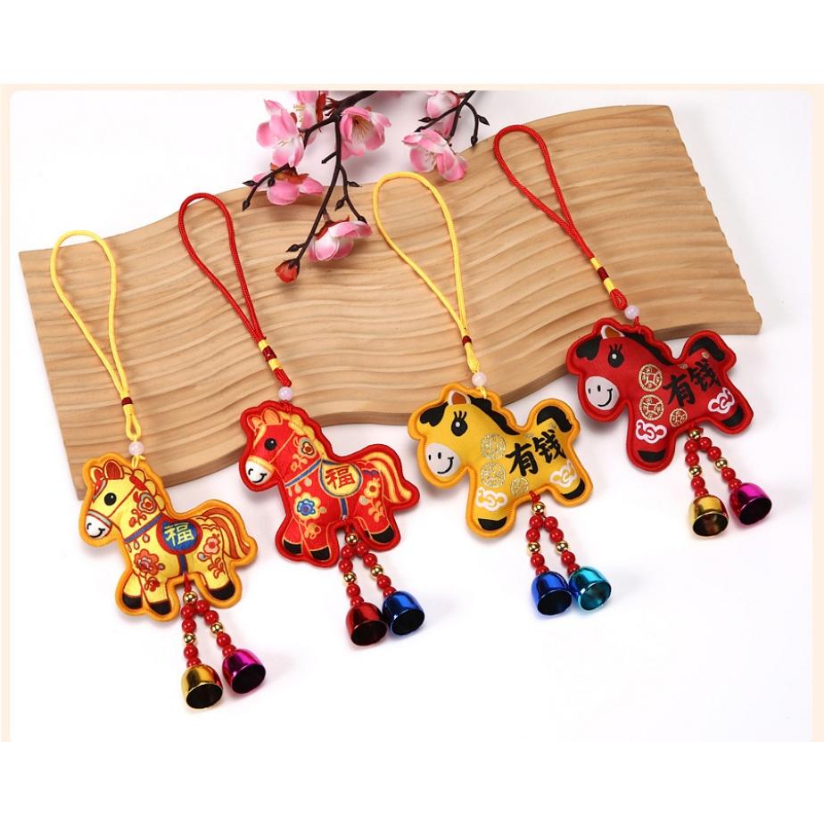 Chinese Style Zodiac Mascot Pendant Blessing Embroidery Lucky Fragrant Bag With Tassels Horse Incense Bag Car Hanging