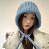 Korean Style Autumn and Winter Warm Woolen Hat for Women Fashionable Strap Face Showing Small Knitted Hat Small Label  Versatile Pullover Hat Cold Hat