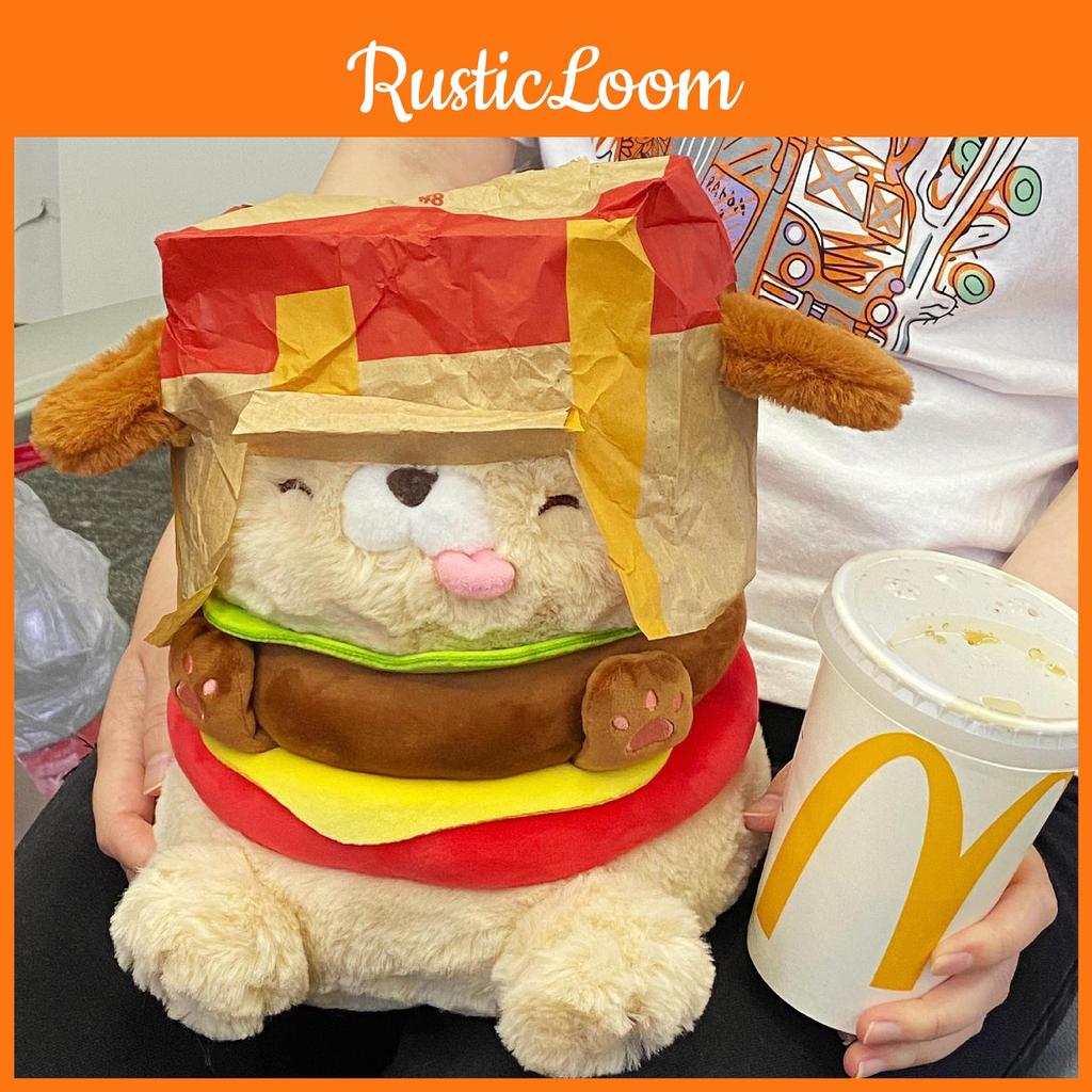 Hamburger Plush Dog Toy Soft Fill Doll Room Decoration Children Festival Gift