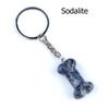 1Pc Reiki Healing Natural Stone Keychain Key Finder Bone Shape Crystal Gemstone Pendant Key Chain for Decor Phones, Bag, Halloween Gifts 20×34 Mm