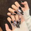 Long Ellipse Shape Glitter Cat Eye Press On Nails Gel Glue On Sparkly Nail Full Cover Stick On Reusable Fake Nails Acrylic Oval False Nails for Women