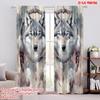 2pcs,2D Plane Printing Pattern Curtains Wolves Dreamweaver Versatile Durable Polyester (without Rod) Home Decor Use for Living