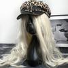 Leopards Print Studded Hat Buckles Trendy Hat Women Stylish Octagonal Hat for Trendy Women