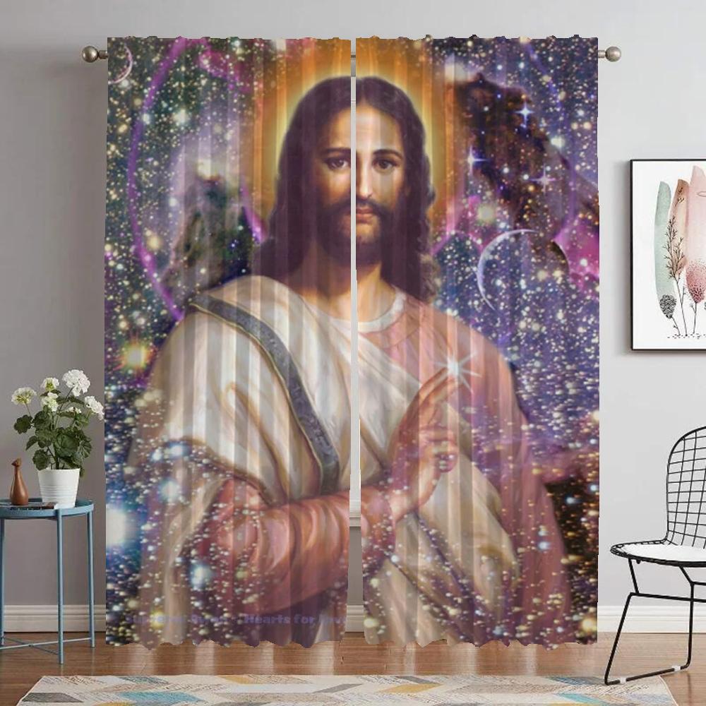 

Ісус Сучасні штори для вітальні для камери Тюль для спальні Штори для вікон Штори для домашнього інтер єру 2 шт. W86xH137cmx2pcs-CL