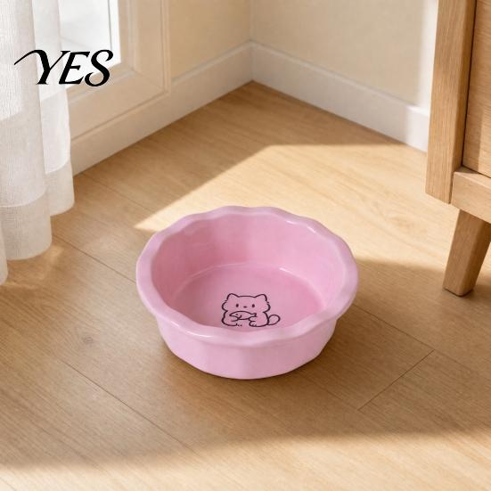 Comfortable Cat Feeding Bowl Ceramic Bowl, Round Food Easy To Clean, Durable Pet Feeder Non-Slip Weighted for Cats And Small Dogs Black Chin
