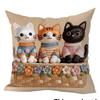 Adorable CatPatterned Doublesided Printed pillow cover Short plush Suitable living rooms bedrooms sofas throw cushion cover