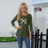 Women's O-neck 3/4 Sleeve  Print Top