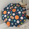 Sports Ball & Star Pattern Automatic Opening/Closing Umbrella - Portable Tri-Fold Design, 8-Rib Iron Frame Outdoor Umbrella, Ideal Gift for