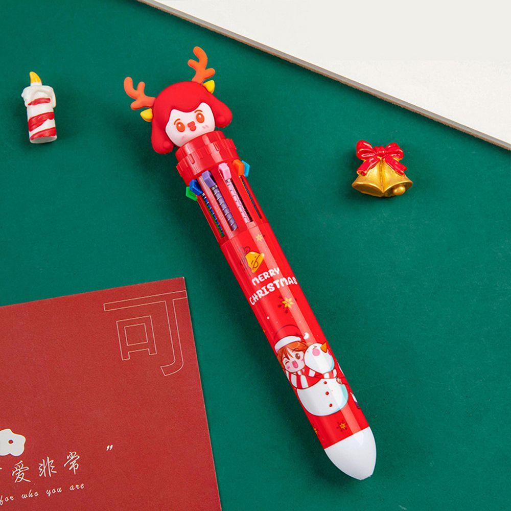 

Cartoon School Stationery 10 Colors Marker Pen Office Supplies Christmas Themed Ballpoint Pen Bell