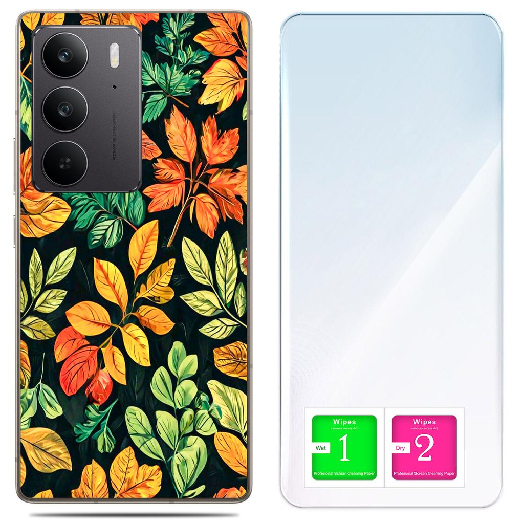 Etui Do Realme C75 / 14X 5G Obudowa Foto Case Plecki Liscie + Szkło 9H