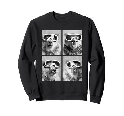 Cute Polar Bear with Snow Funny Winter Animal Sweatshirt Goggles,