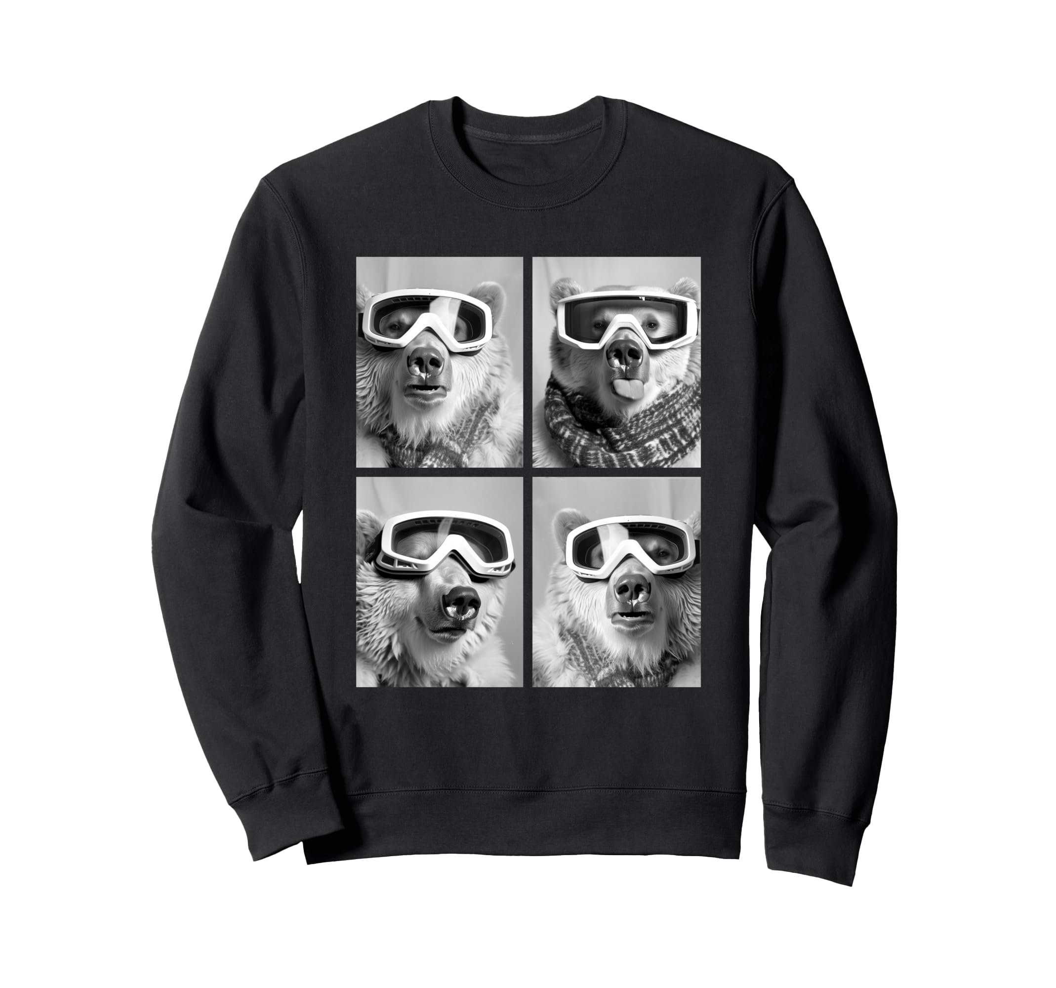 

Cute Polar Bear with Snow Funny Winter Animal Sweatshirt Goggles, чёрный