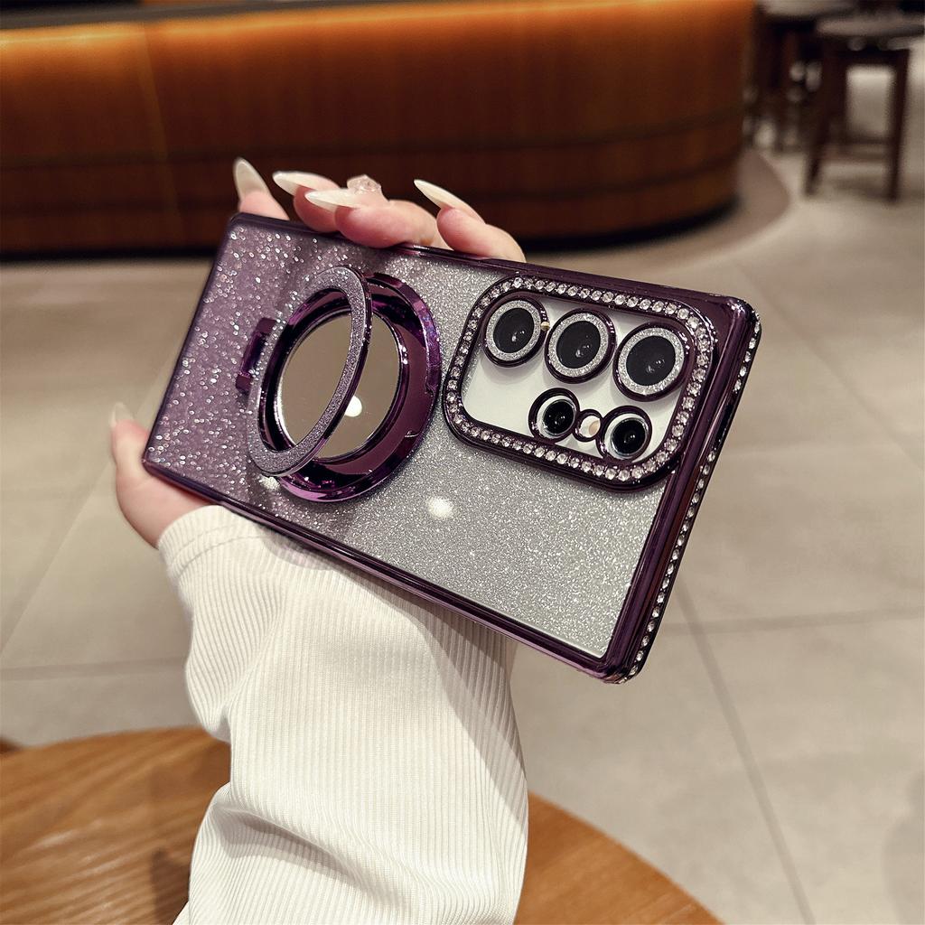 Suitable for Samsung S25ultra Electroplated Phone Case, S24 Mirror Stand, S23 Rhinestone Glitter, S22 Full Package Shockproof