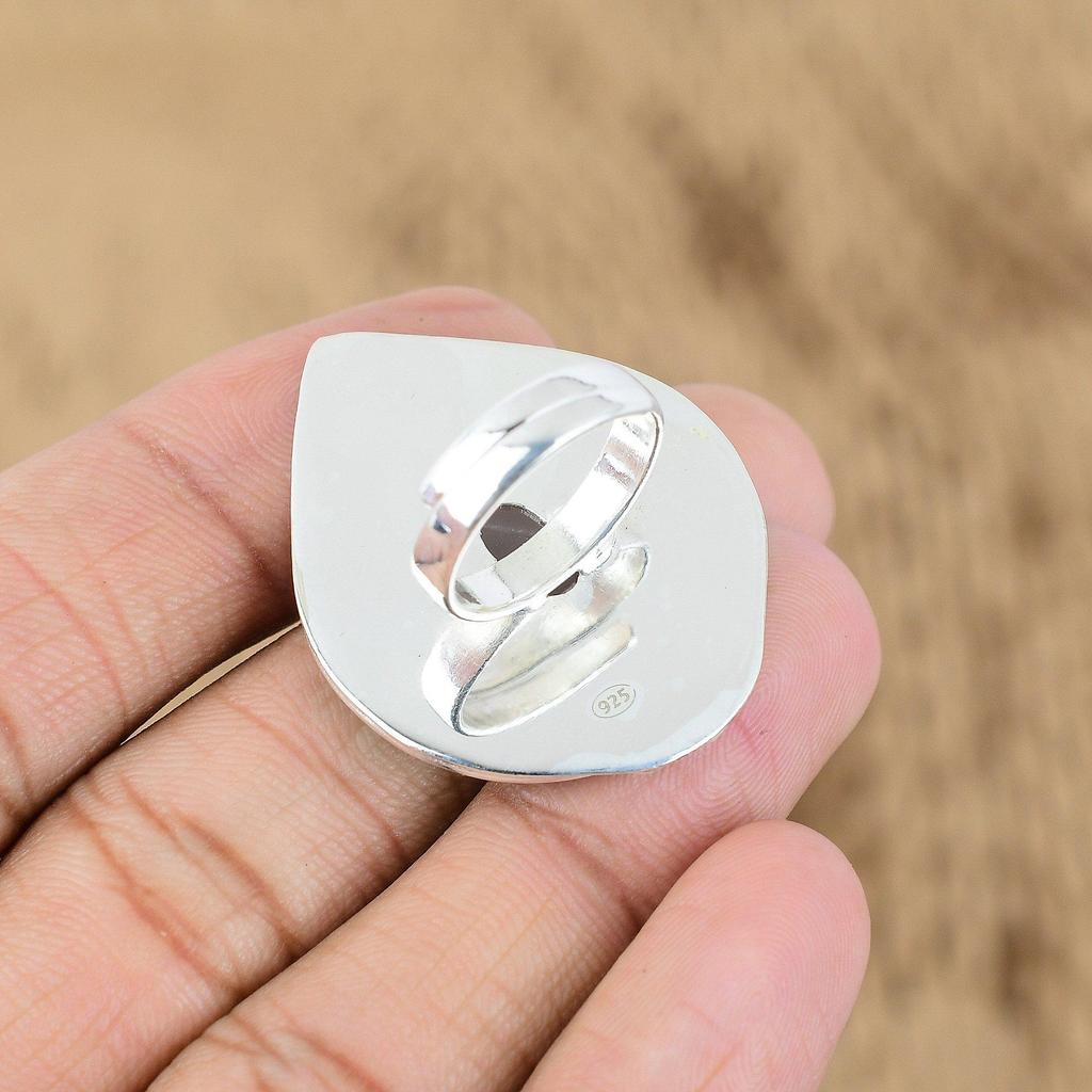 Birthday Gift For Her Natural White Quartz Promise Adjustable Ring 925 Silver