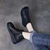 Johnature Retro Soft Soled Wedges Short Boots Genuine Leather Women's Shoes Round Toe Plush Cotton Boots