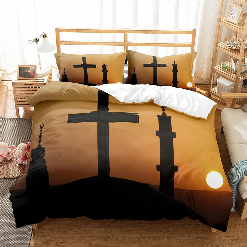 Comforter Christianity Bible Jesus Theme Religion Christian Cross Black Polyester King For Kids Adults