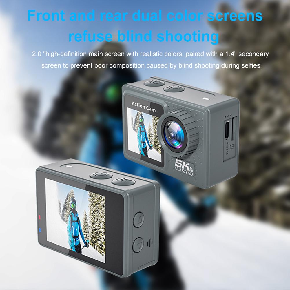 5K 4K 60FPS Action Camera Anti-shake WIFI Sports DV Cam Dual Screen Outdoor Cycling Camera 170° Wide Angle with Remote Control