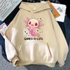 (Unisex hoodie)Cute Game Solotl Axolotl Video Gamer Letter Printing Hoodies Loose Sweatshirt Women Unisex Personality Long Sleeved