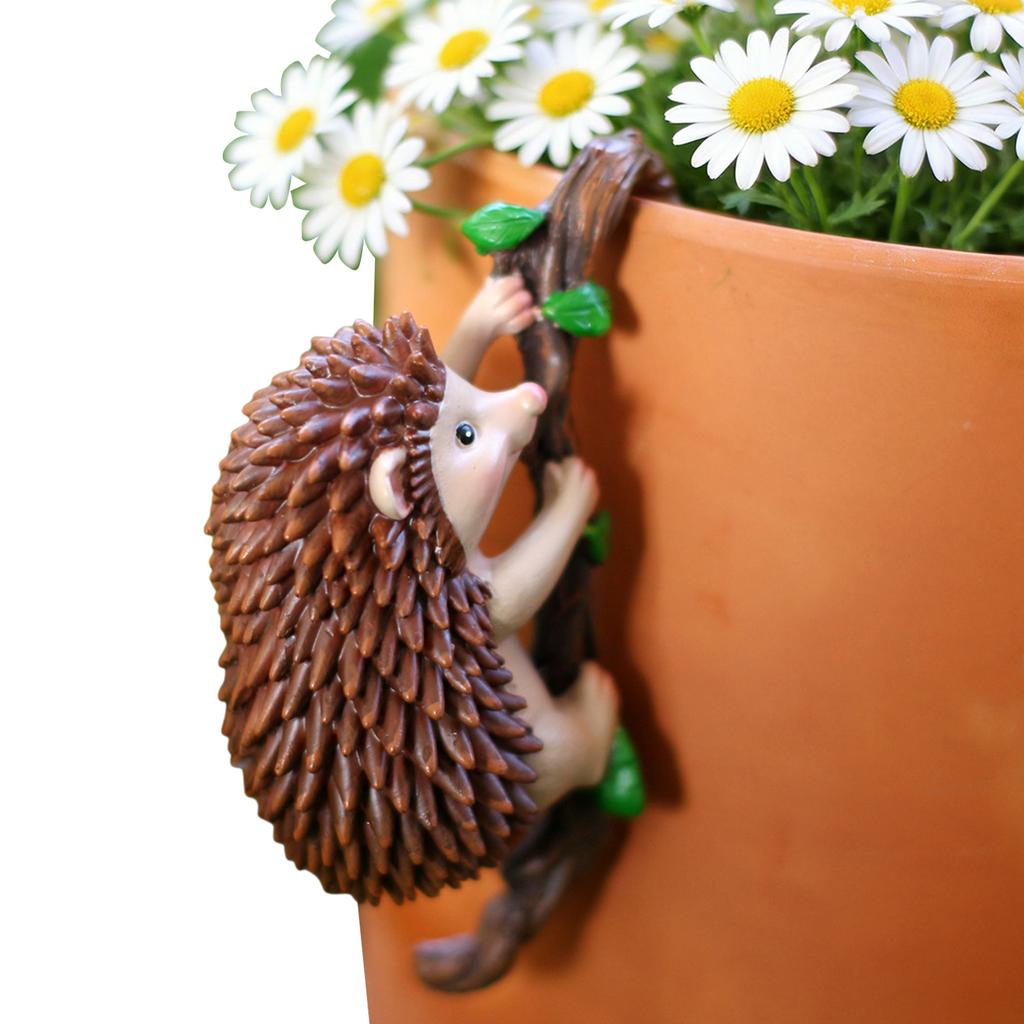 Resin Hedgehog Statue Planter Pot Decorations Multipurpose Hedgehog Flower Vase Figurines for Home Garden Fence Patio Lawn Yard