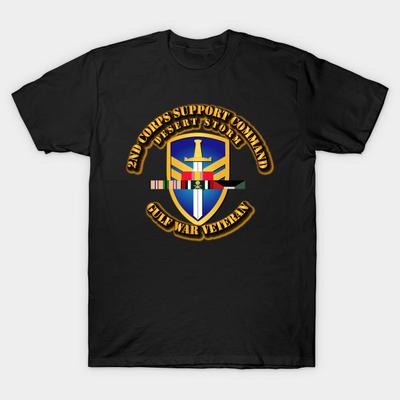 Asian Size Men Print T-shirt 2Nd Corps Support Command W Ds Svc Ribbons No-Cut Heat Transfer Print Cotton Tshirt