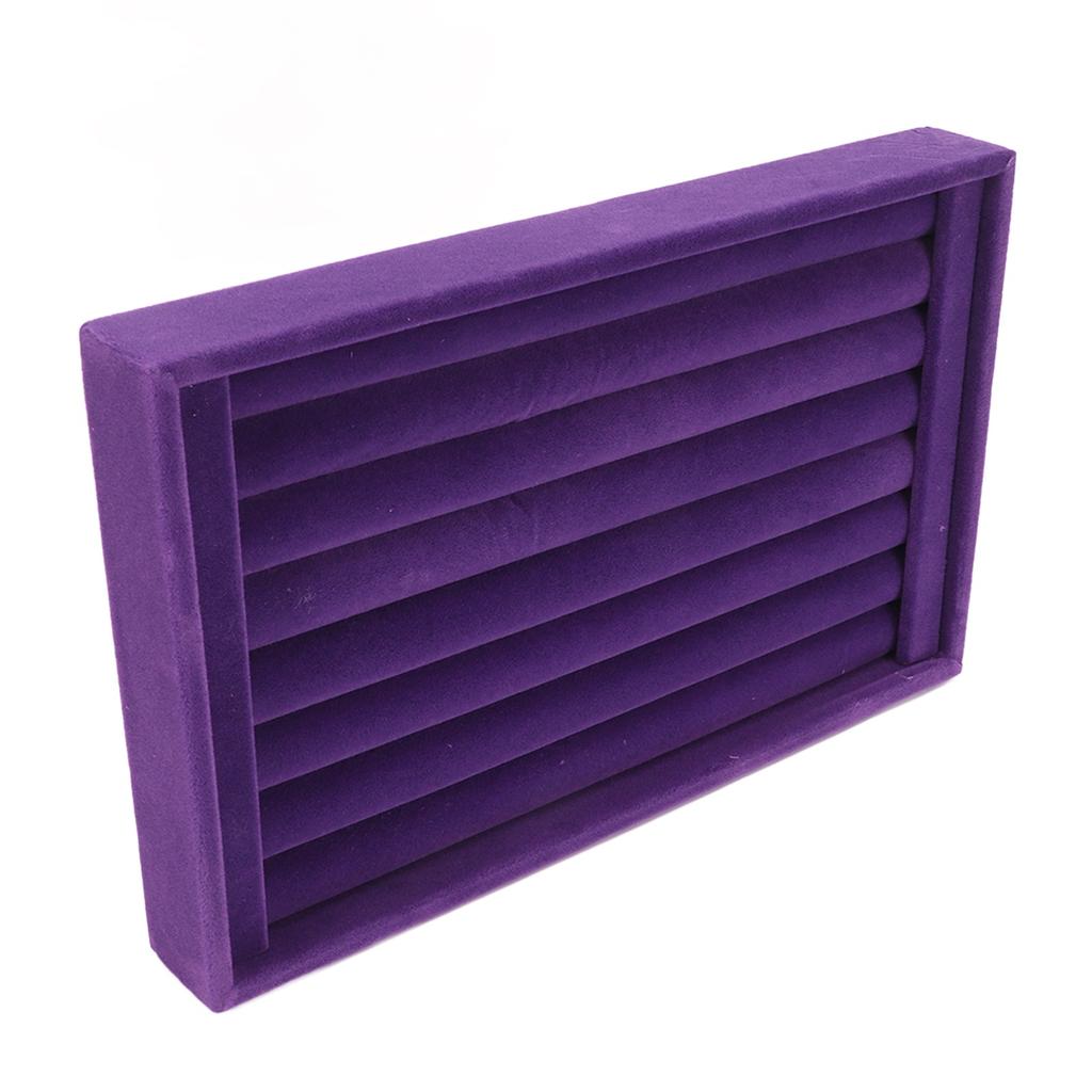 Purple Velvet Ring Organizer 7 Slots Stackable Jewelry Storage Tray Earring Display Case