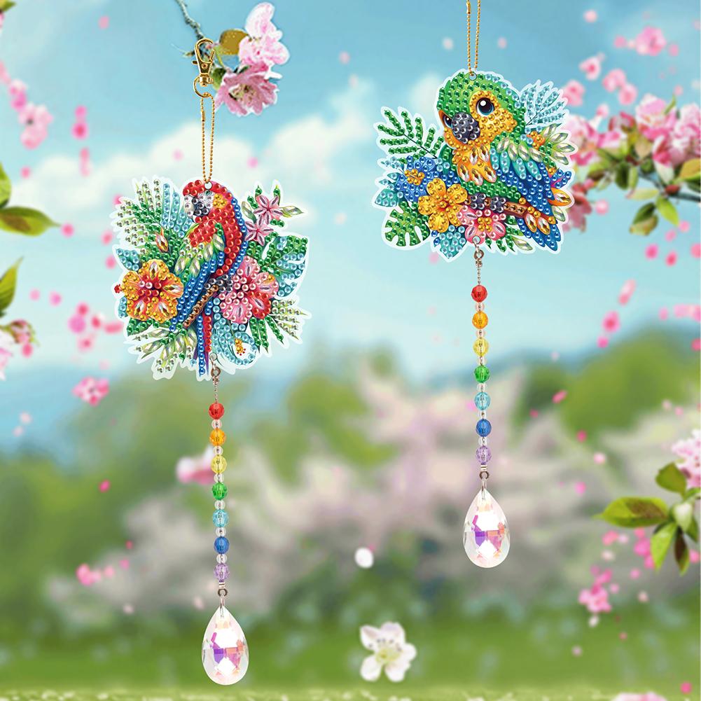 2Pcs 5D DIY Diamond Painting Sun Catcher Crystal Painting Ornaments for Adults DIY Summer Home Garden Hanging Ornament