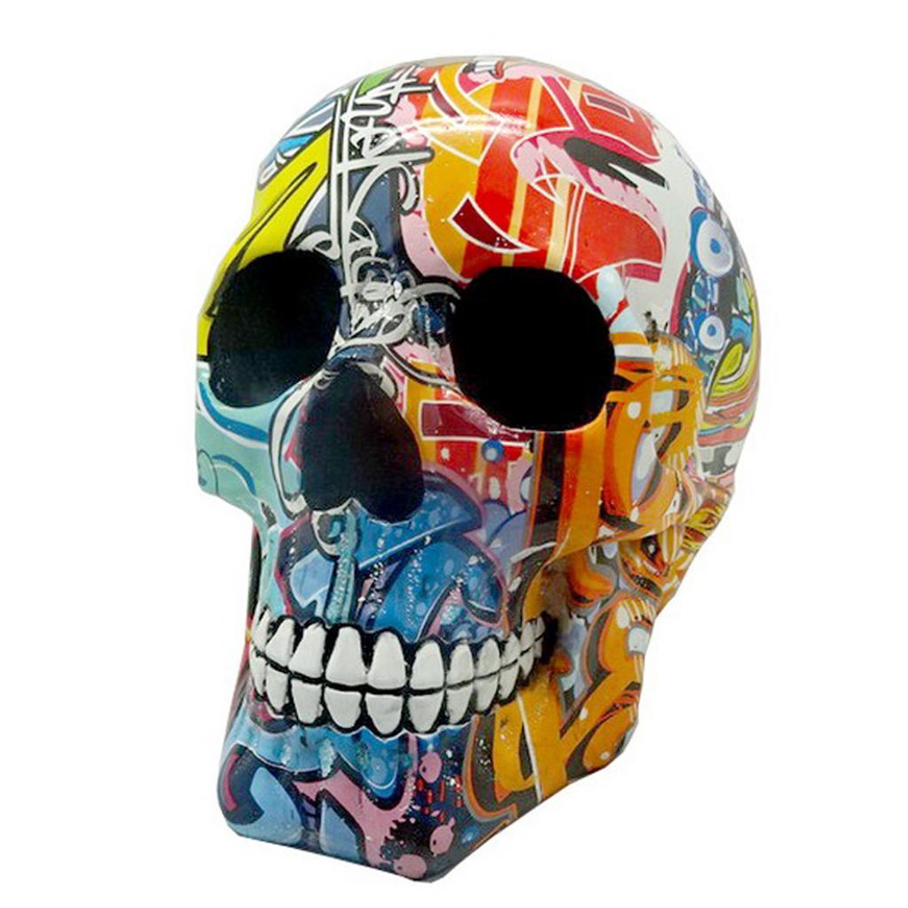 Les Trésors De Lily [A2403] - Resin Figurine 'Skull' Multicolored Graffiti Street Art - 195x150x130 Mm