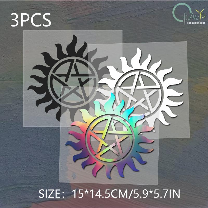 

Креативные наклейки на автомобиль Pentagram Сверхъестественные светоотражающие виниловые наклейки 15x14.5cm