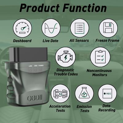 Outil de Diagnostic Scanner OBD2 Bluetooth, Lecteur de Codes Auto Scanner OBDII/EOBD avec Réinitialisation, Outil de Diagnostic Scan BT4.0