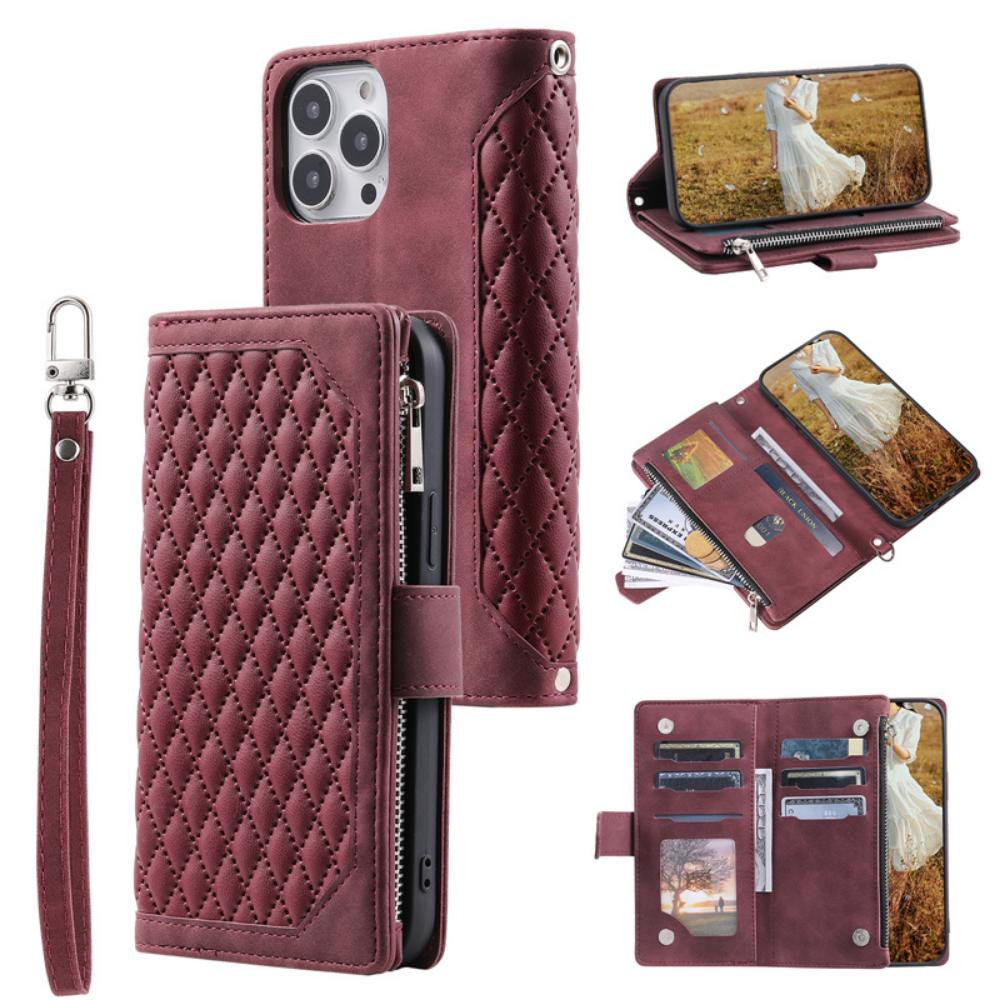 Luxuriöse Lederhülle mit Reißverschluss für iPhone 14 13 12 11 Pro XS Max X XR 7 8 Plus SE 2 3 Kartensteckplatzhalter Crossbody Wallet Handyhülle