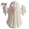 Gift for Halloween Party Light Up Ceramic Ghost Figurines Decor Cute White Statue Decorative Sculpture with Pink Tongue LED Night Home Table Office