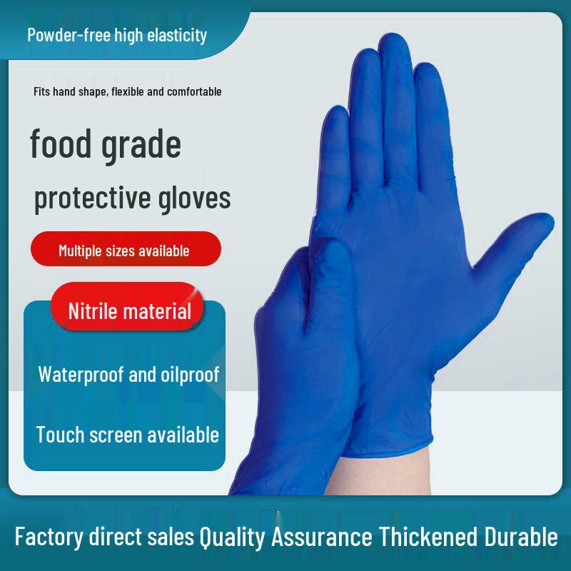 Durable Thickened Disposable Nitrile Gloves for Food Grade, Kitchen, Baking, Hygiene, Industrial, and Labor Protection