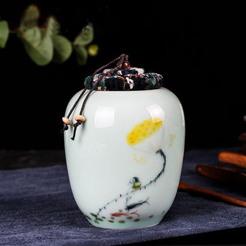 Portable Tea Caddy Travel Bag, Sealed Ceramics Jar, Tea Storage, Moisture Proof Containers, Kitchen Spice Coffee Canister