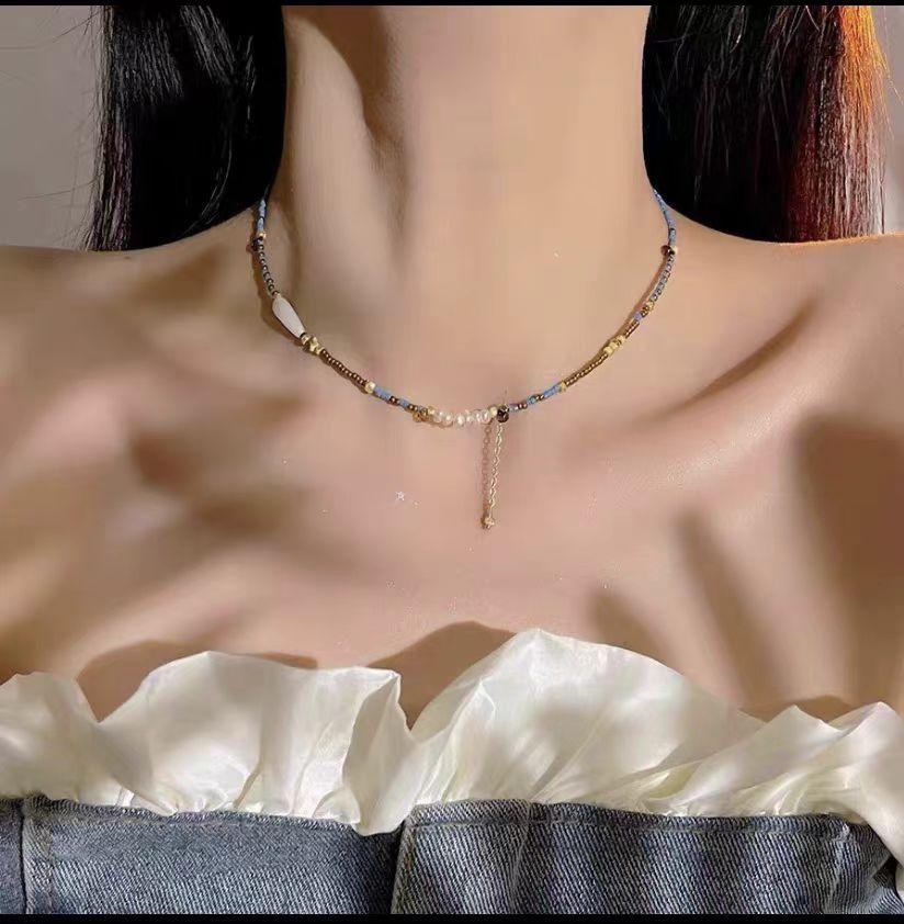 European and American Style Hip-hop Necklace, Women's Double-layer Bead Sweater Chain