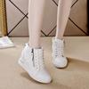 Fashion 7cm 2024 Microfiber Platform Wedge Leather Spring Boots Hidden Heels Ankle Women High Brand Chunky Sneaker Autumn Shoes