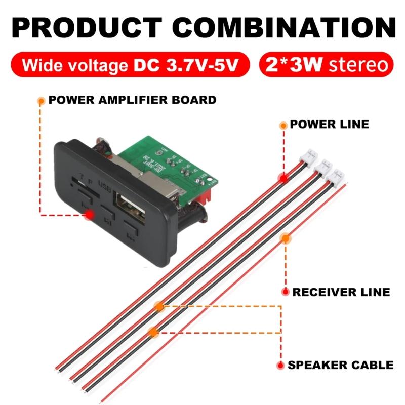 2x3W Verstärker MP3-Decoderplatine Bluetooth-kompatibel 5.0 Kabelloser USB-MP3-Player Autoradio-Modul Modul