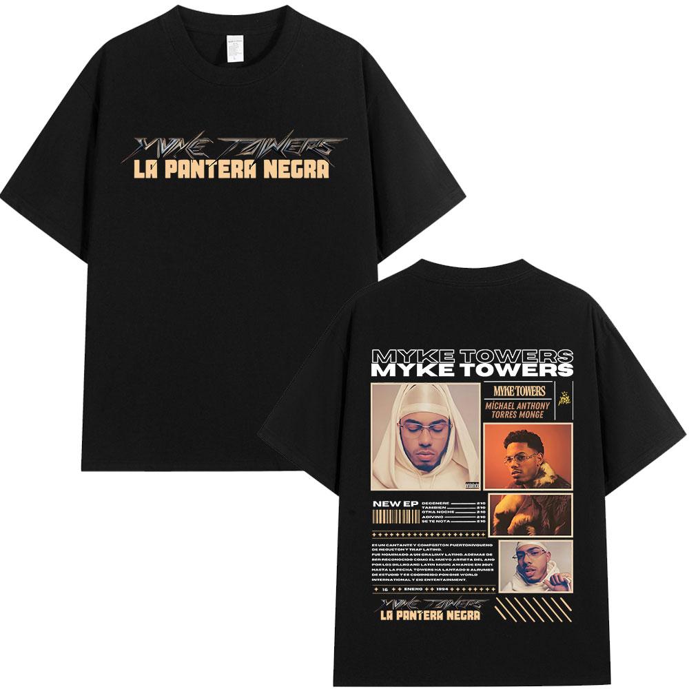 Rapper Myke Towers Graphic T-shirts Men Women Clothing Fashion Hip Hop Oversized T Shirt Unisex Cotton Short Sleeve T-shirt Tops