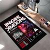 Rock Band Area Rug, Imagine Dragons Loom World Tour Concert Poster Red Black Believer Radioactive Print, Rock Decor, Non-Slip Mat
